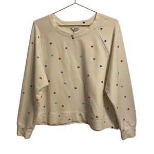 Wildfox Cream Heart Long Sleeve Cropped Sweatshirt Size XL